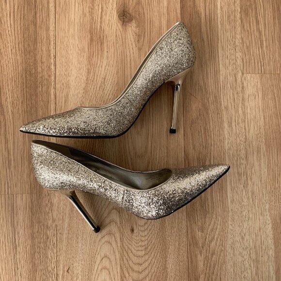 NWOT Sexy Silver Sparkly Glitter Heels - Picture 5 of 7
